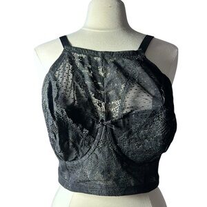 CACIQUE women’s black longline cami high neck 42DD bra NWOT